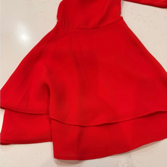 Alfani Red V-Neck Layered Bell-Sleeve Blouse - Picture 4 of 8